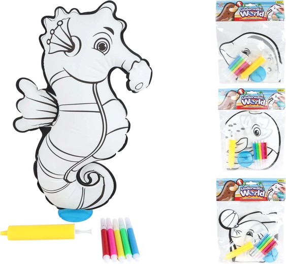 Set creativ pentru pictarea unui animăluț gonflabil, cu pompă și markere