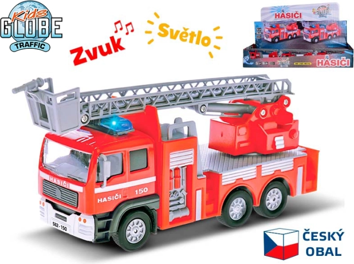 Mașină de pompieri cu lumină și sunet 14 cm – Kids Globe Traffic