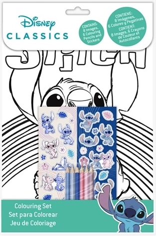 Set de colorat Stitch cu creioane colorate și autocolante