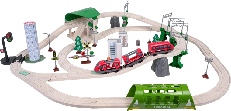 Circuit feroviar urban interactiv cu lumini și sunete, 96 piese