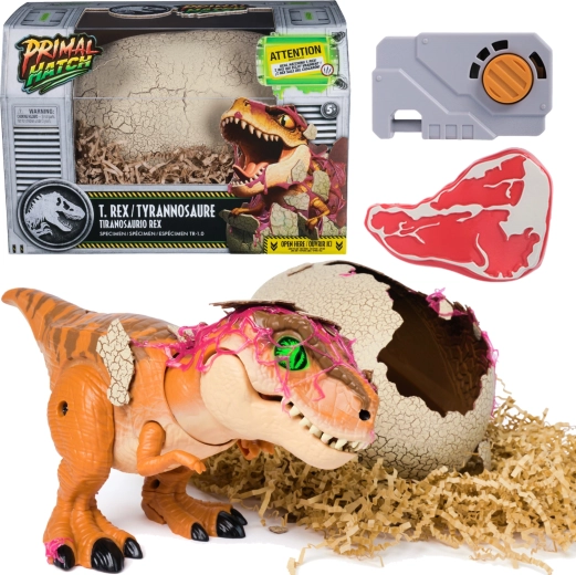 Dinozaur interactiv T‑Rex din ou eclozabil JURASSIC WORLD PRIMAL HATCH