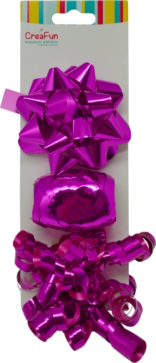 Set cadou cu funde metalice și panglică, 3 buc (funde 9 cm, panglică 10 m, fundiță 6 mm)