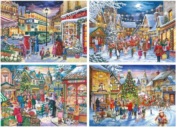 House of Puzzles Cumpărături de Crăciun, 4 × 500 de piese