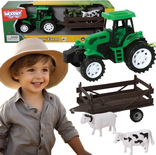 Tractor agricol Woopie cu remorcă și animăluț