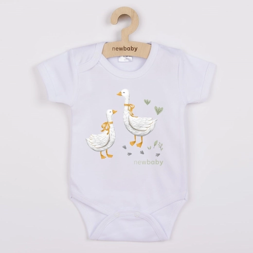 Body pentru copii cu mânecă scurtă cu imprimeu cu gâsculițe New Baby