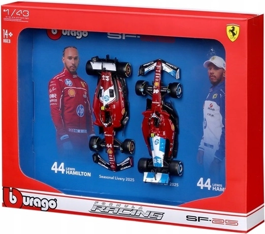 Set de colecție Bburago Ferrari Formula SF25 L. Hamilton, 2 buc., 1:43