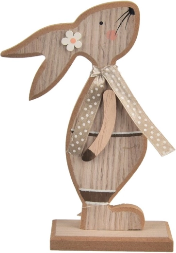 Decorațiune din lemn iepuraș Kiss gri-maro 16 cm