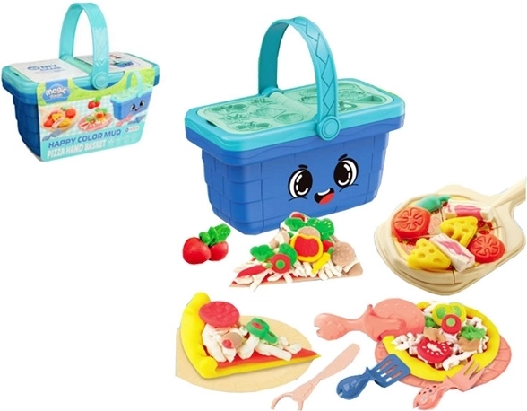 Set creativ cu plastilină într-un coș de picnic