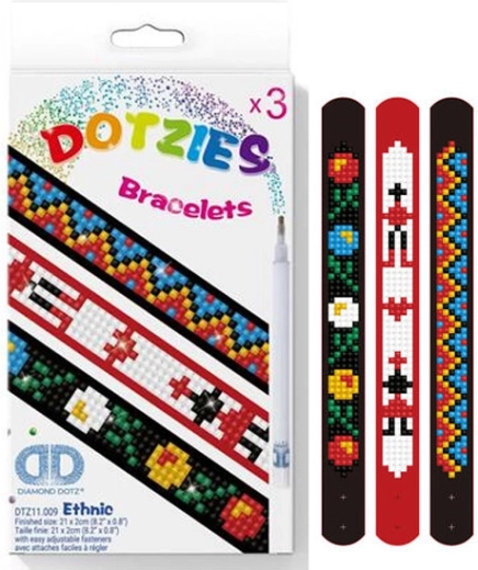 Brățări etnice cu mozaic de diamante – set de 3 bucăți