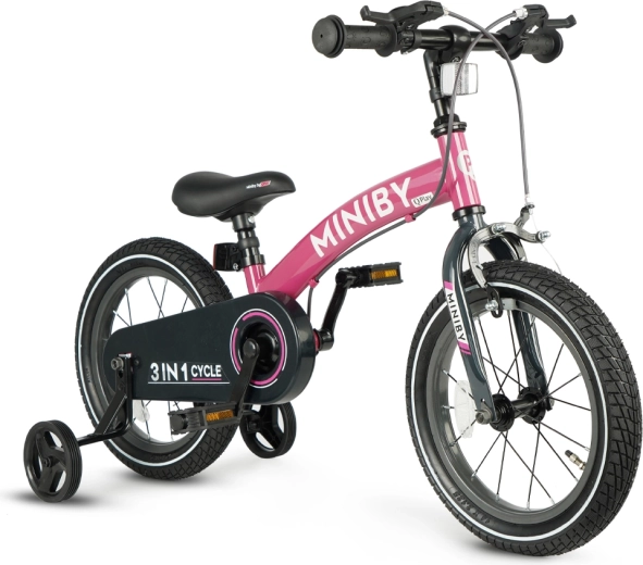 Qplay Miniby 3v1 bicicletă pentru copii 14" roz
