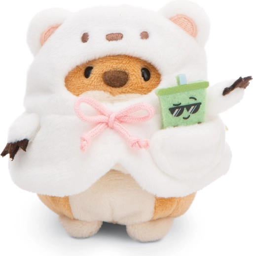 Nici MyMochi cățelul Hiro 8 cm în costum de urs polar cu bubble tea, set cadou