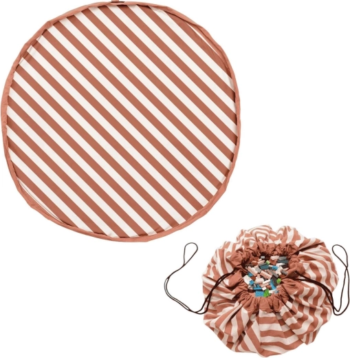 Play&Go Noomad original pătură de joacă și sac pentru jucării Stripes brown