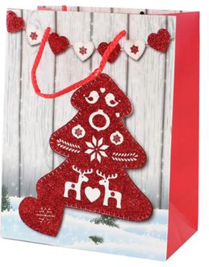 Săculeț cadou de Crăciun din hârtie Toro 23 × 18 × 10 cm, mix de motive