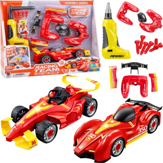 Set de tuning pentru mașină de curse de asamblat cu șurubelniță electrică și lumini