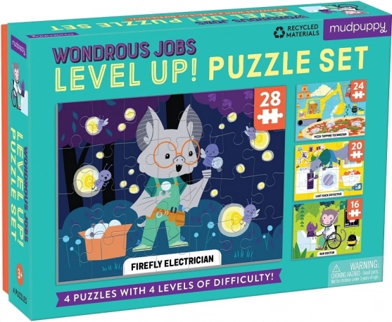 Mudpuppy Level Up! ocupații uimitoare – puzzle pentru copii 4 în 1