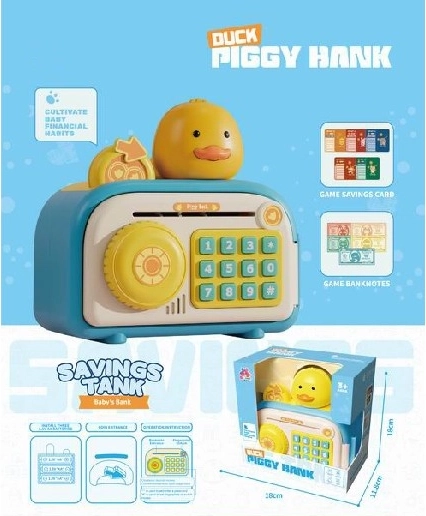 Pușculiță electronică pentru copii tip seif Kaczuszka cu PIN și amprentă