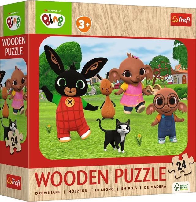 Puzzle din lemn BING – Faceți cunoștință cu Bing, 24 de piese