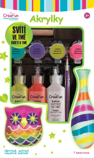 CreaFun vopsele acrilice fosforescente – set de 7 culori