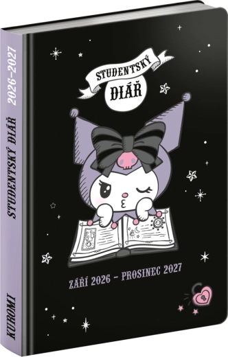 Agenda pentru studenți Kuromi septembrie 2026 – decembrie 2027, 9,8 × 14,5 cm