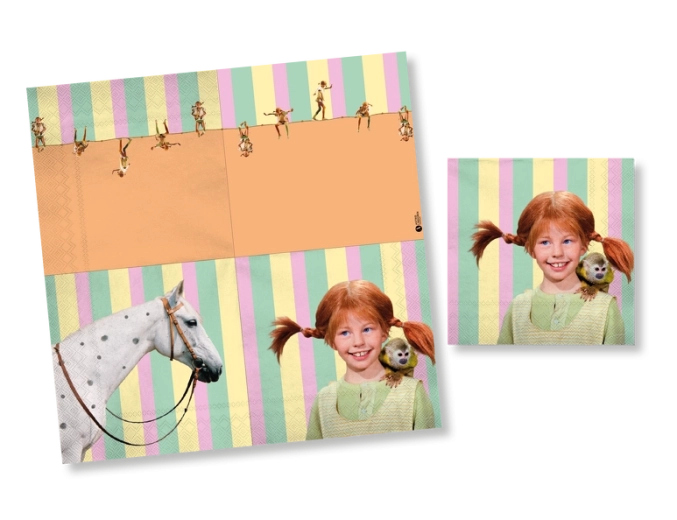 Pippi Langstrumpf șervețele din hârtie 33 × 33 cm - 1 pachet