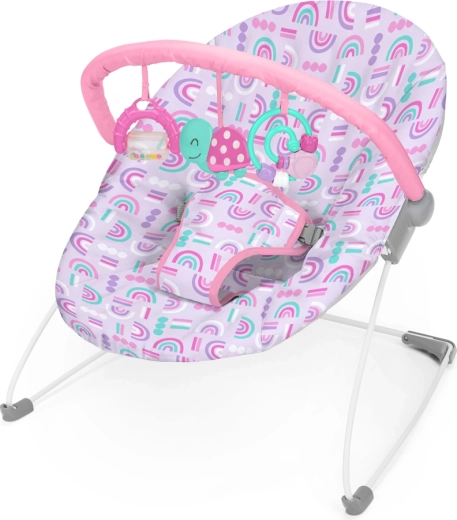 Bright Starts balansoar pentru bebeluși cu jucării Confetti Rainbow Bouncer