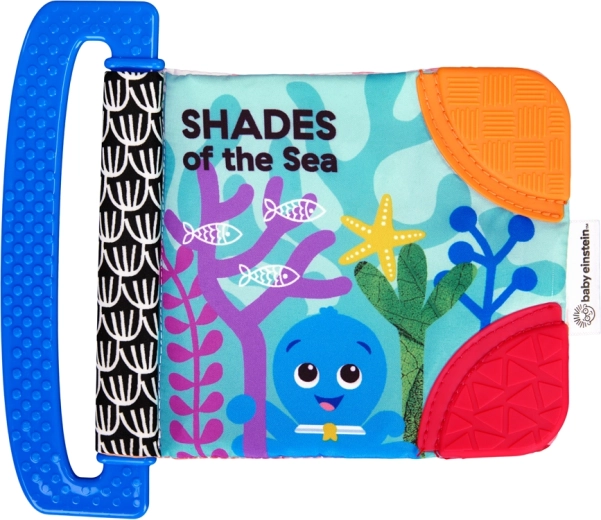 Baby Einstein carte moale cu jucării pentru dentiție și texturi Shades of the Sea, 0 luni+