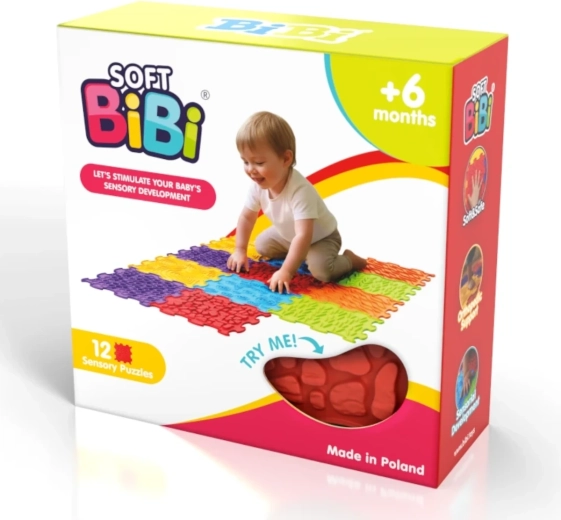 set de plăcuțe senzoriale SOFT BIBI 12 buc pentru copii 6m+