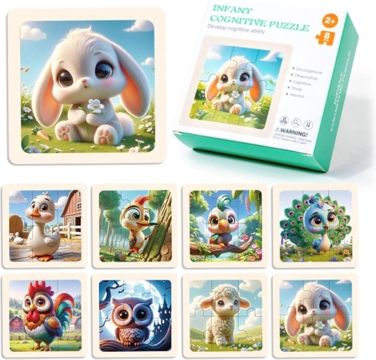 Puzzle din lemn fermă, 8 piese