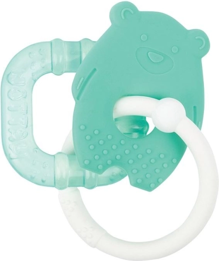 Inel de dentiție din silicon Nattou cu element de răcire, fără BPA, ursuleț verde