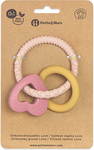 Inel de dentiție din silicon Love Cute Pink PETITE&MARS