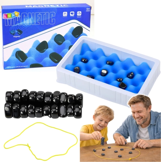 Joc de îndemânare magnetic cu pietre, 40 piese cu suport de joc