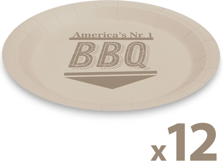 Farfurii din hârtie BBQ, 23 cm, 12 buc.