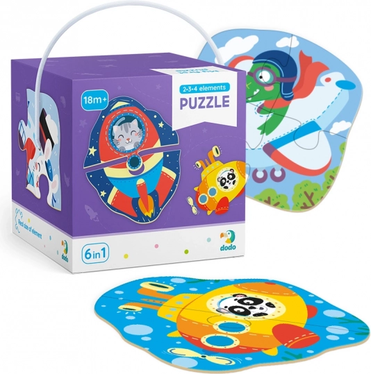 Puzzle 2–4 piese Transport – puzzle contur pentru copii DODO