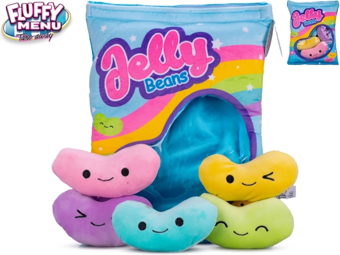 Fluffy Menu jeleuri boabe – set de pluș cu pernuță pentru bebeluși