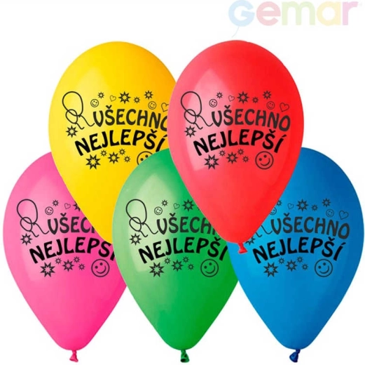 Balon din latex Gemar cu imprimeu „Toate cele bune” 26 cm - 1 bucată