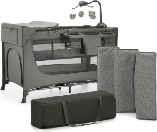 Pătuț portabil joy 2 dark grey cu accesorii