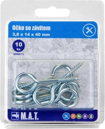 Ochet închis cu filet 40 × 14 × 3,8 mm, galvanizat (10 buc.)