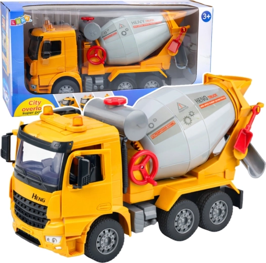 Betonieră de jucărie pentru copii cu tambur rotativ, lumini și sunete