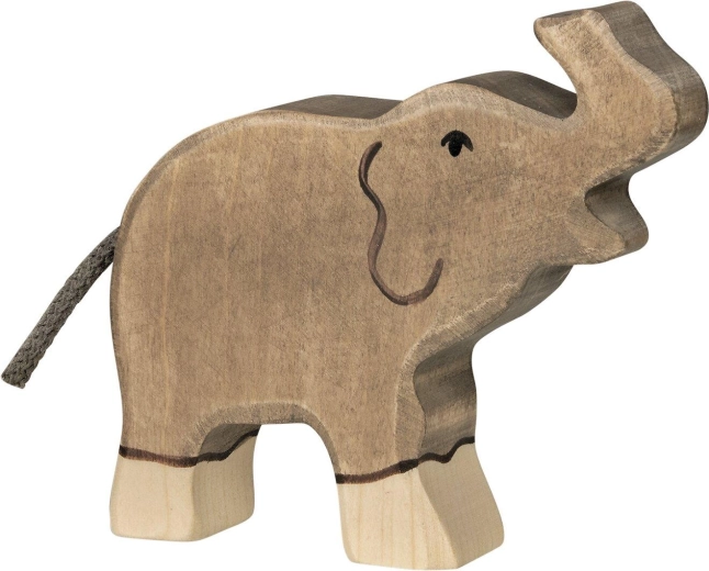 Holztiger elefant de dimensiuni mici cu trompa ridicată - 1 bucată
