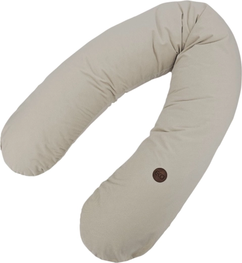 Pernă de alăptare EKO din bumbac Velvet, bej deschis, 180 cm