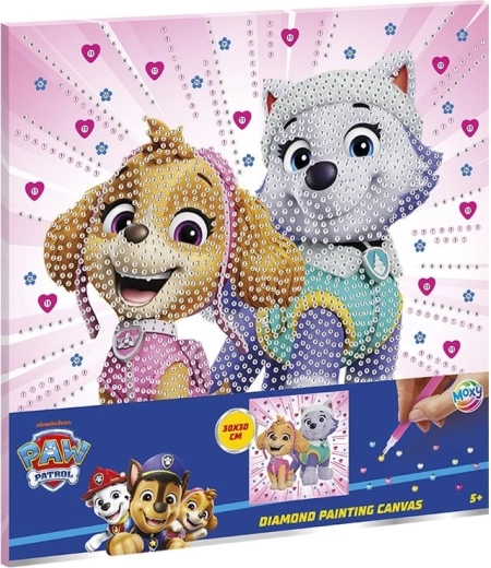 Pictură cu diamante pe pânză PAW PATROL 30 × 30 cm