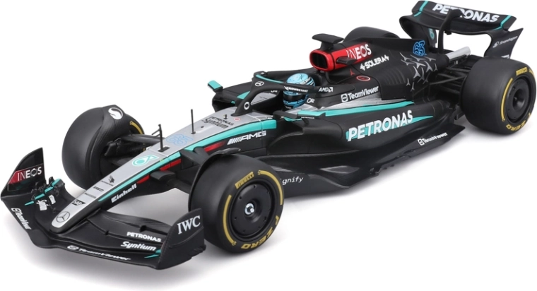 Model Bburago F1 Mercedes-AMG Petronas W15 2024 George Russell #63 1:24 în cutie acrilică