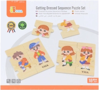 VIGA Puzzle educativ din lemn Îmbrăcarea copiilor