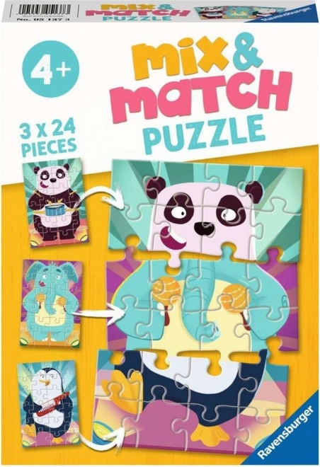 Ravensburger Mix & Match – animăluțe haioase, puzzle 3×24 piese