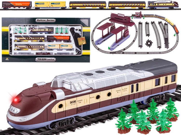 Tren electric Fenfa – locomotivă cu vagoane de pasageri și de marfă, sunet și lumină