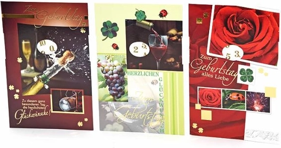 Felicitare aniversară rotativă cu flori 11,5 × 17,5 cm (mix de motive) - 1 bucată