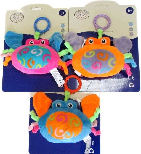 Zornăitoare din pluș crab cu clips 14 cm - 1 bucată