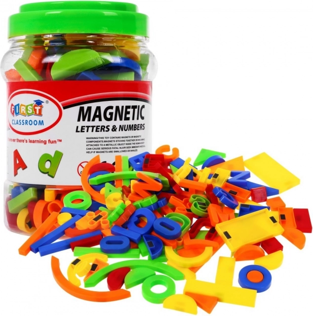 Set de litere, cifre și forme magnetice colorate, 128 buc
