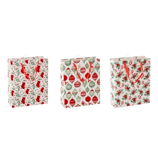 Pungă cadou de Crăciun Świąteczne Symbole 18 × 24 × 8 cm, set 12 buc