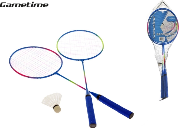 Set de rachete de badminton 62,5 cm cu fluturași în husă de plasă